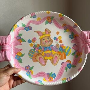 Easter Bunny Rabbit Serving Tray Bunnies Bows Deco Fun Quirky Platter Kids Party